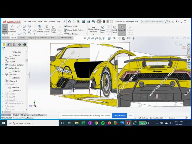 فیلم آموزشی: نحوه ساخت لامبورگینی هوراکان در Solidworks | آموزش Solidworks و تجزیه درخت طراحی با زیرنویس فارسی