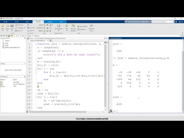 فیلم آموزشی: Matlab: Newton Interpolation Polynomial از Chapra, S. (2011) با زیرنویس فارسی