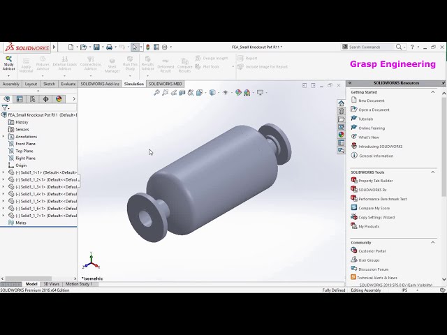 فیلم آموزشی: تجزیه و تحلیل متقارن محوری مخزن تحت فشار با استفاده از Solidworks