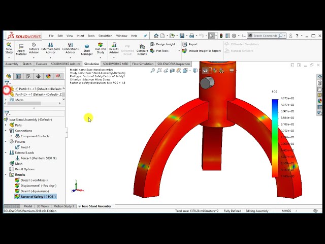 فیلم آموزشی: تحلیل ساختاری مونتاژ پایه در Solidworks