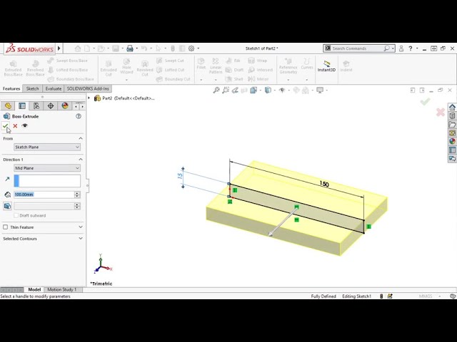 فیلم آموزشی: 10-ایجاد ویژگی پایه برای SOLIDWORKS 2020 با زیرنویس فارسی