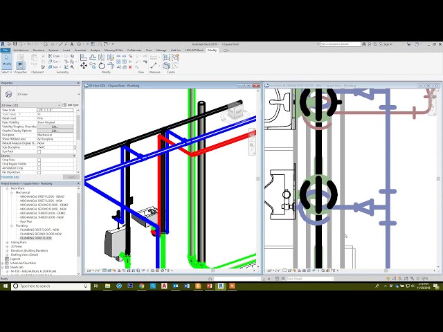 فیلم آموزشی: REVIT - ایجاد سیستم های لوله کشی - طراحی لوله کشی دریچه (6 از 7)