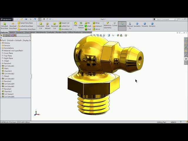 فیلم آموزشی: آموزش Solidworks گریس نیپل M8-90 درجه