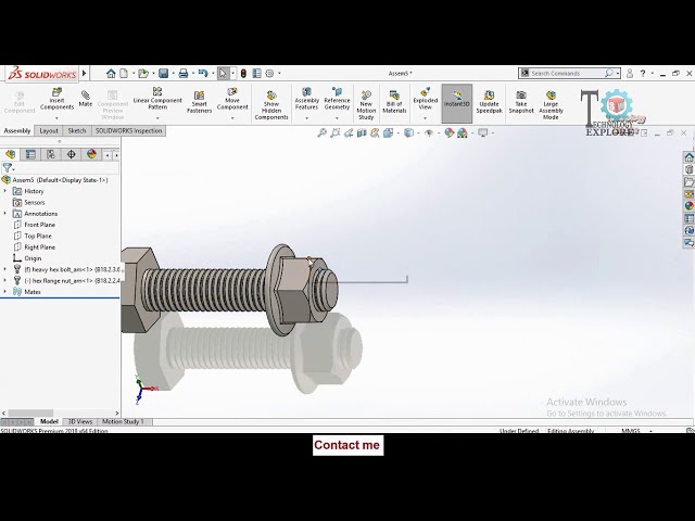 فیلم آموزشی: نحوه استفاده از Screw Mate در SolidWorks برای مونتاژ مهره و پیچ با زیرنویس فارسی