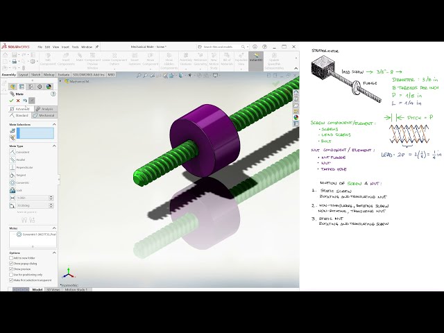فیلم آموزشی: SCREW Mechanical Mate در SolidWorks در 6 دقیقه! با زیرنویس فارسی