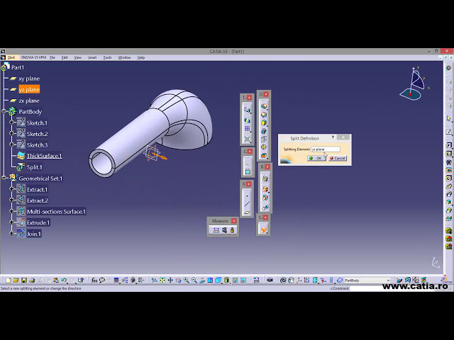 فیلم آموزشی: CATIA V5R20 طراحی سطح چند بخش سطح و دستورات Extrude