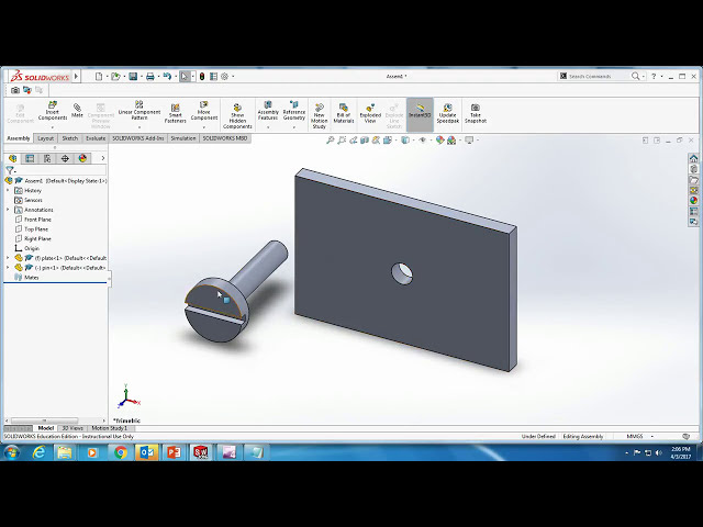 فیلم آموزشی: مونتاژ یک سنجاق سر شکافدار (بست) به یک صفحه در SolidWorks. با زیرنویس فارسی