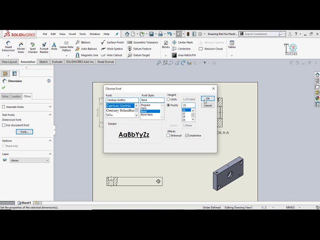 فیلم آموزشی: نحوه تغییر اندازه متن ابعاد در طراحی های SolidWorks با زیرنویس فارسی