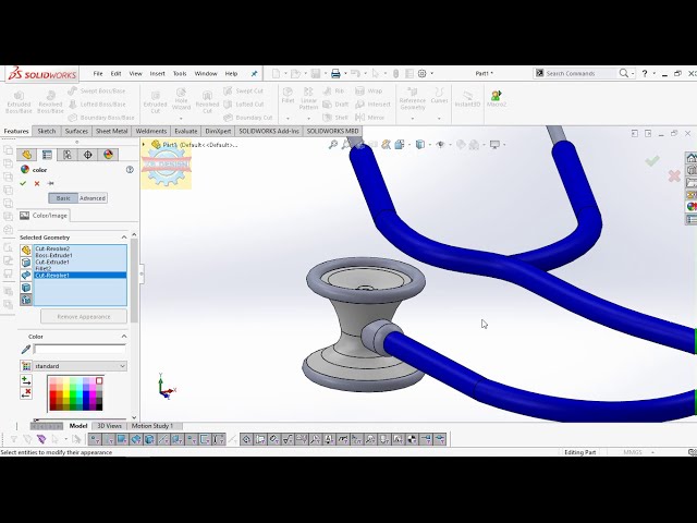 فیلم آموزشی: 「DESIGN 186」 نحوه مدل سازی گوشی پزشکی توسط Solidworks