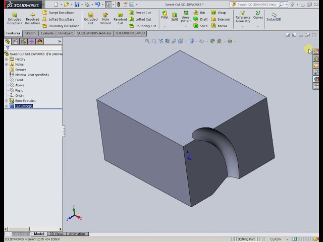 فیلم آموزشی: Sweet Cut SOLIDWORKS با زیرنویس فارسی