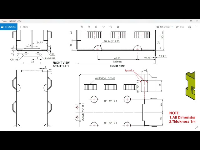 فیلم آموزشی: آموزش ورق فلز Solidworks تمرین 140 ابزار شکل دهی