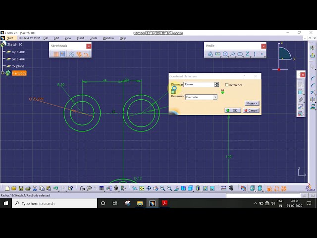 فیلم آموزشی: تمرین CATIA Sketcher - Sketch 10