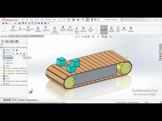 فیلم آموزشی: مطالعه حرکت مونتاژ طراحی نوار نقاله زنجیره ای (مدل) در Solidworks