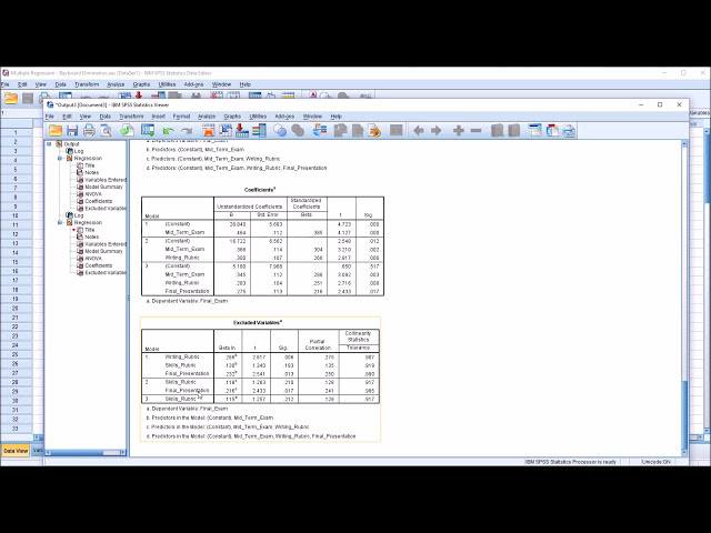 فیلم آموزشی: رگرسیون چندگانه با استفاده از روش حذف به عقب در SPSS با زیرنویس فارسی