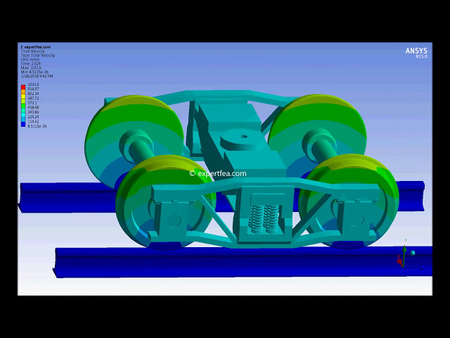 فیلم آموزشی: ANSYS WB Transient Structural FEA - شبیه سازی بوژی قطار با چرخش چرخ ها روی ریل