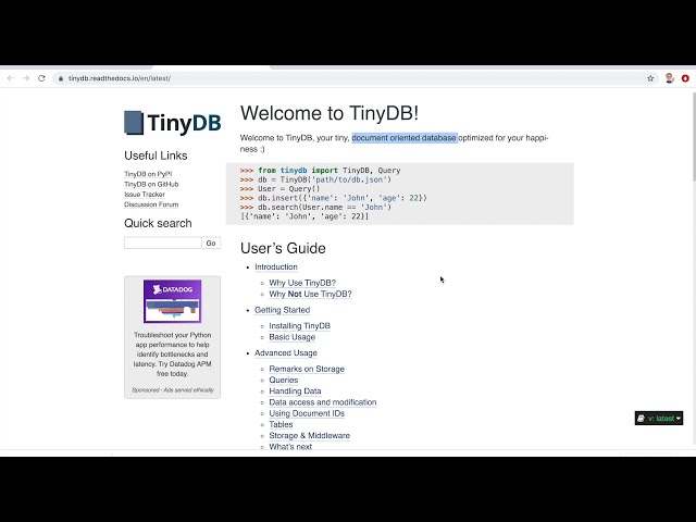 فیلم آموزشی: TinyDB در پایتون - پایگاه داده ساده برای پروژه های شخصی با ...