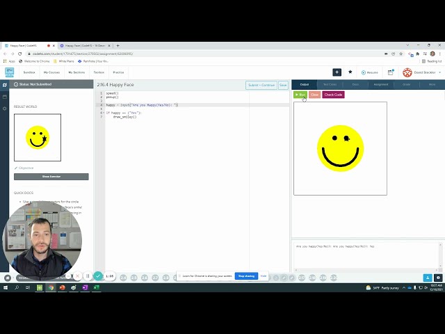 فیلم آموزشی: Happy Face [5.1.4 یا 2.16.4] [Python] [CodeHS] [ورودی ...